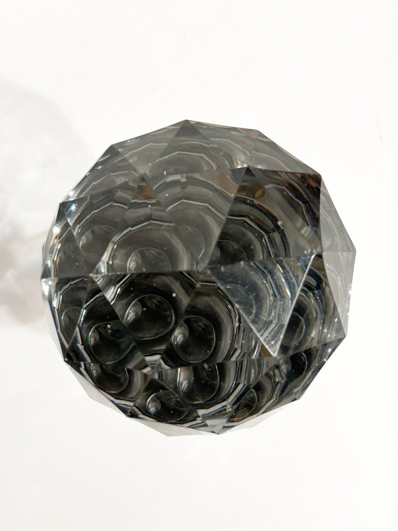 Sfera da Scalinata in Cristallo di Boemia e Base in Ottone XIX Secolo
