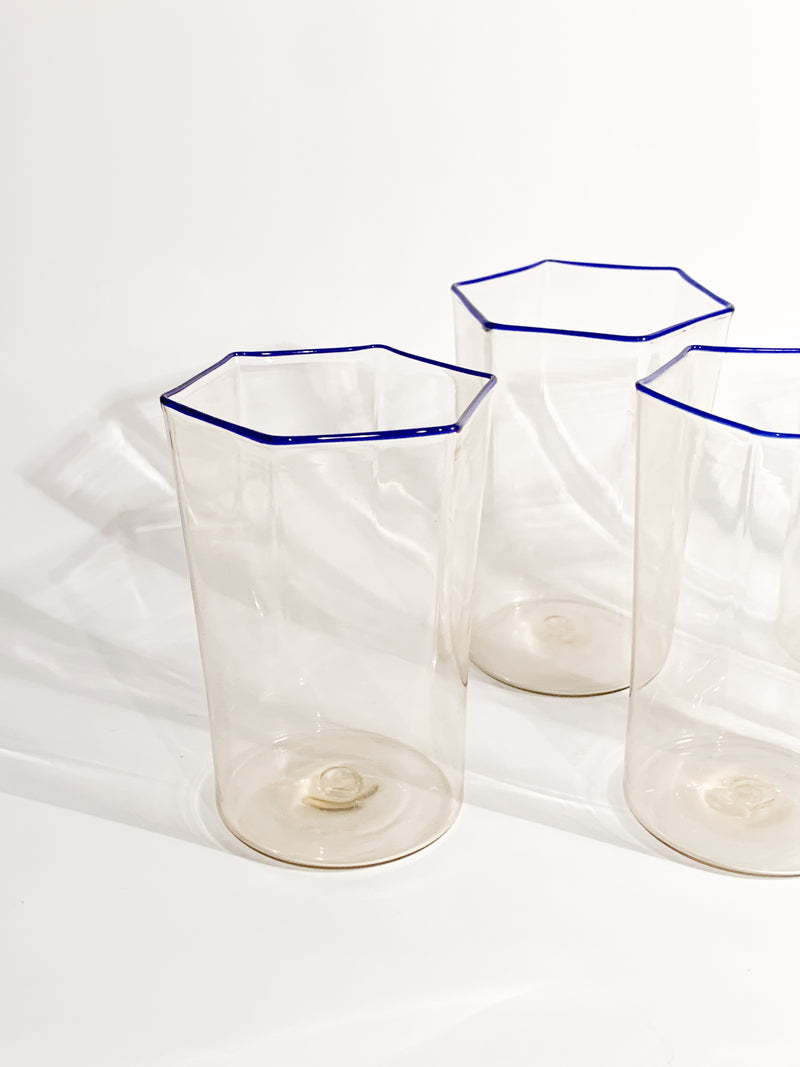 Set of Six Hexagonal Glasses by Carlo Scarpa for Venini 1930s