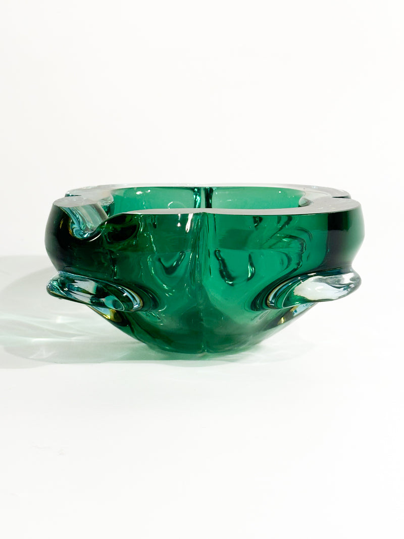 Green and Blue Murano Glass Ashtray from the 1970s