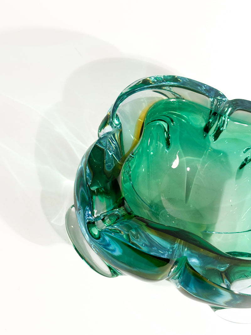 Green and Blue Murano Glass Ashtray from the 1970s