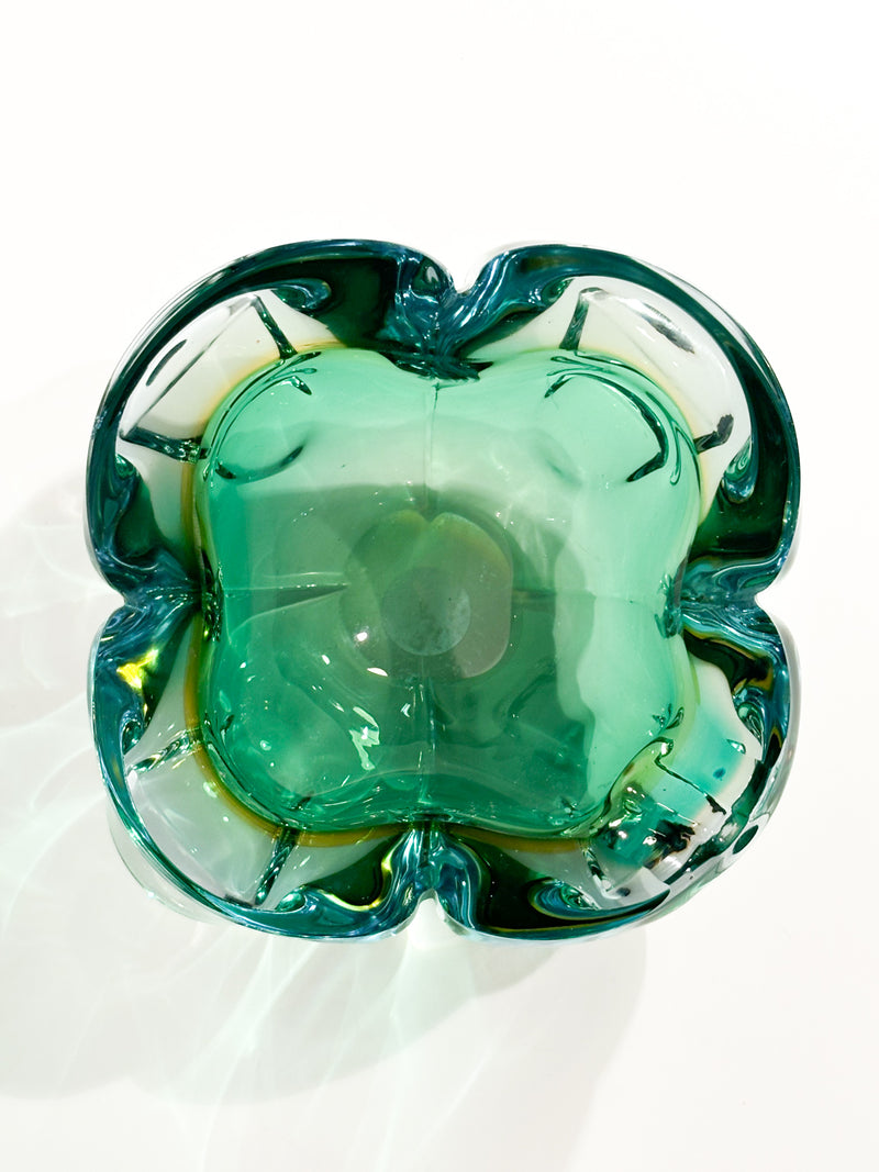 Green and Blue Murano Glass Ashtray from the 1970s