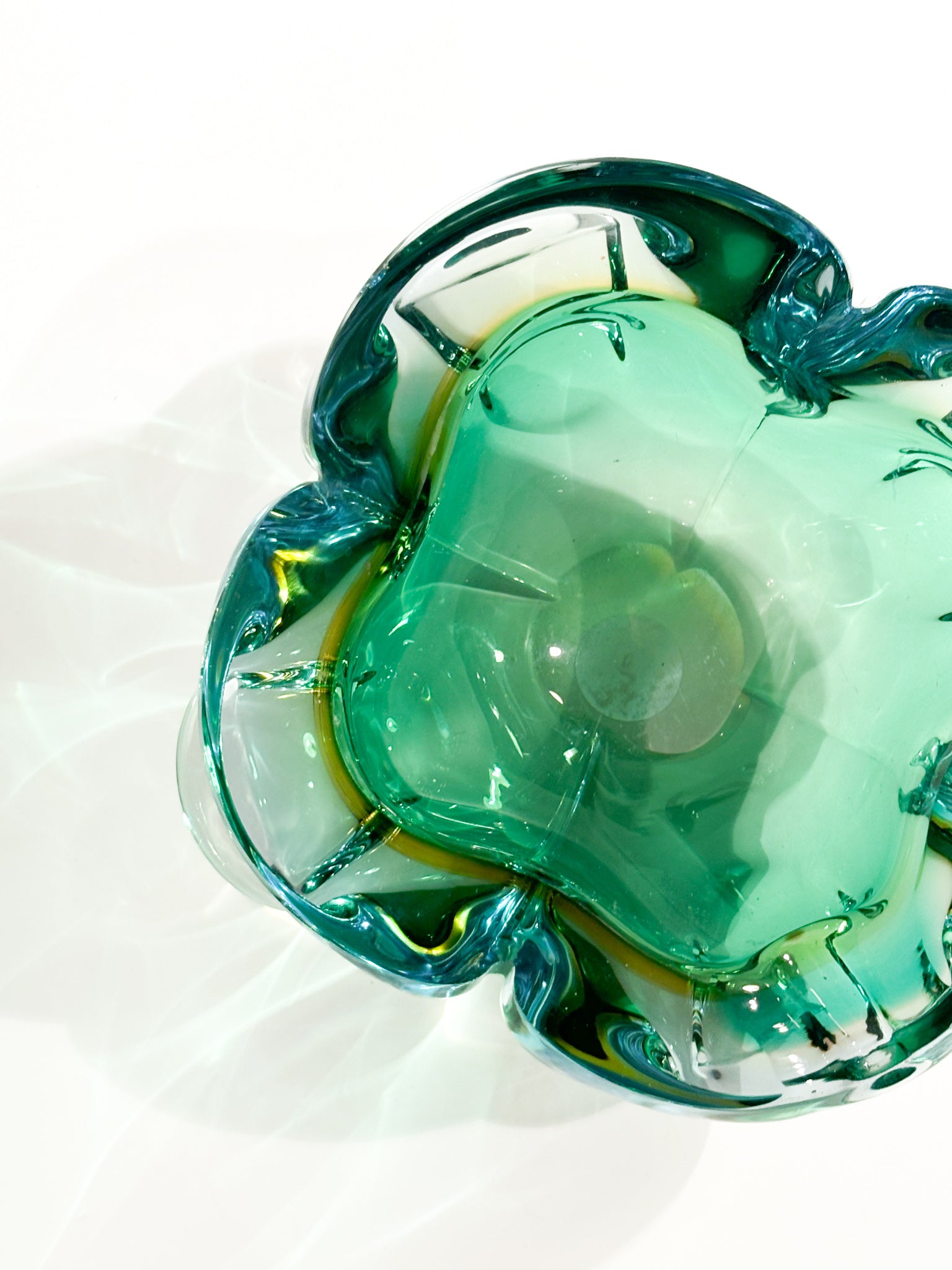 Green and Blue Murano Glass Ashtray from the 1970s