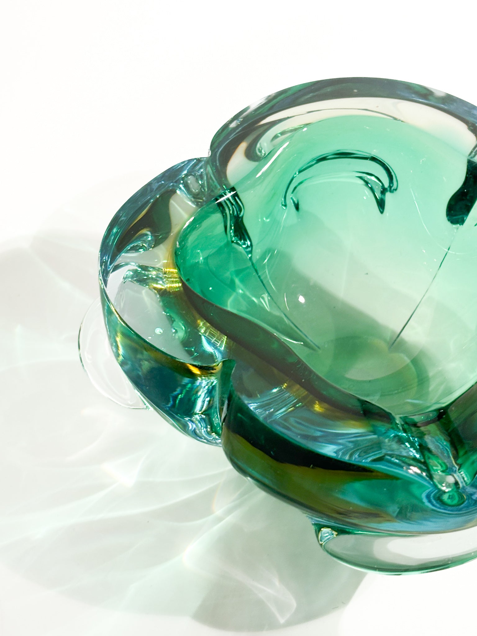 Green and Blue Murano Glass Ashtray from the 1970s