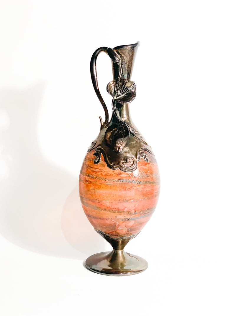 Bottle in Hand-blown Murano Glass and 925 Silver Casting from the Early 1900s