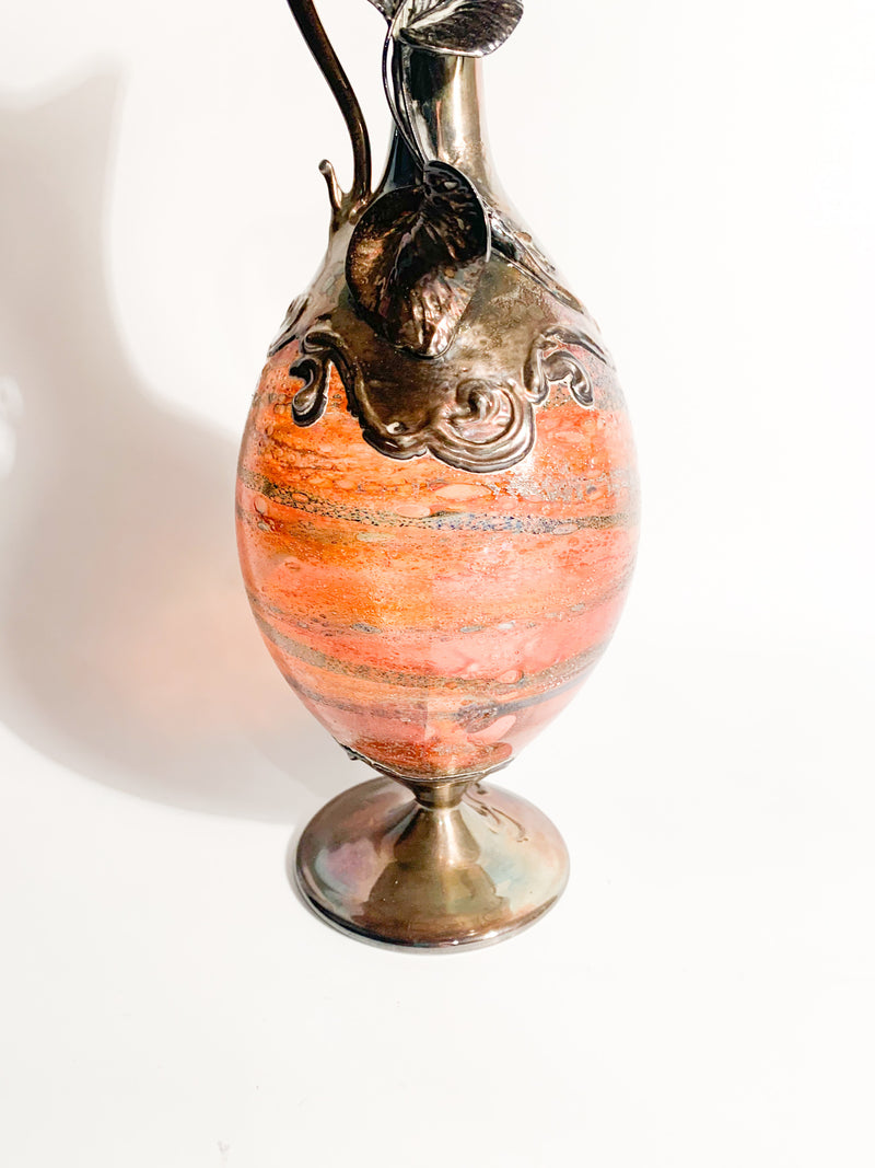 Bottle in Hand-blown Murano Glass and 925 Silver Casting from the Early 1900s