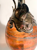 Bottiglia in Vetro di Murano Soffiato a Mano e Colata di Argento 925 Primi 900