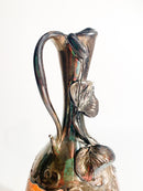 Bottiglia in Vetro di Murano Soffiato a Mano e Colata di Argento 925 Primi 900