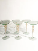 Set of 6 Champagne Glasses in Golden Murano Glass from the 1940s