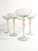 Set of 6 Champagne Glasses in Golden Murano Glass from the 1940s