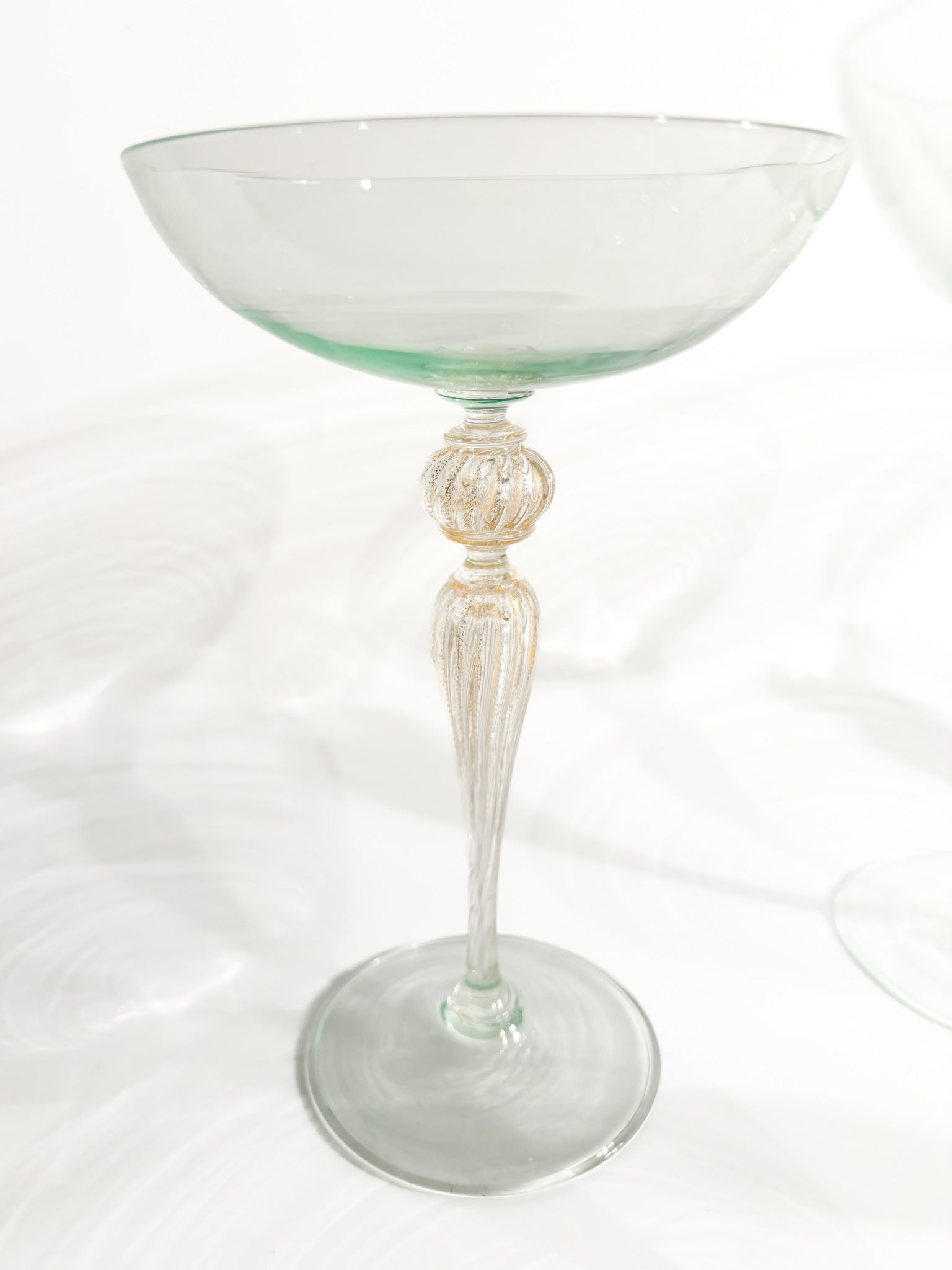 Set of 6 Champagne Glasses in Golden Murano Glass from the 1940s