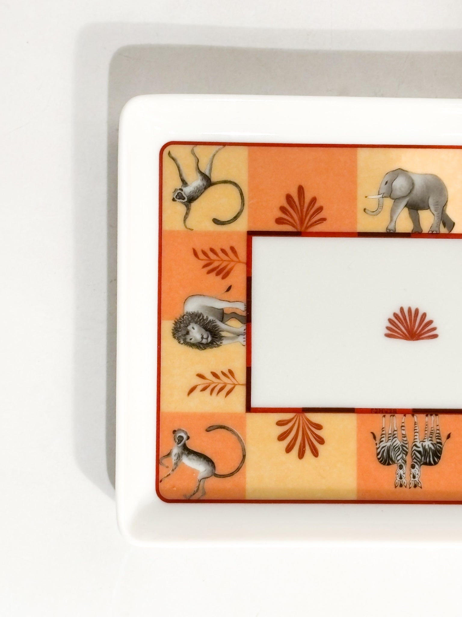 Piatto Collezione 'Africa' di Hermès con Motivo Safari Arancione Anni 90