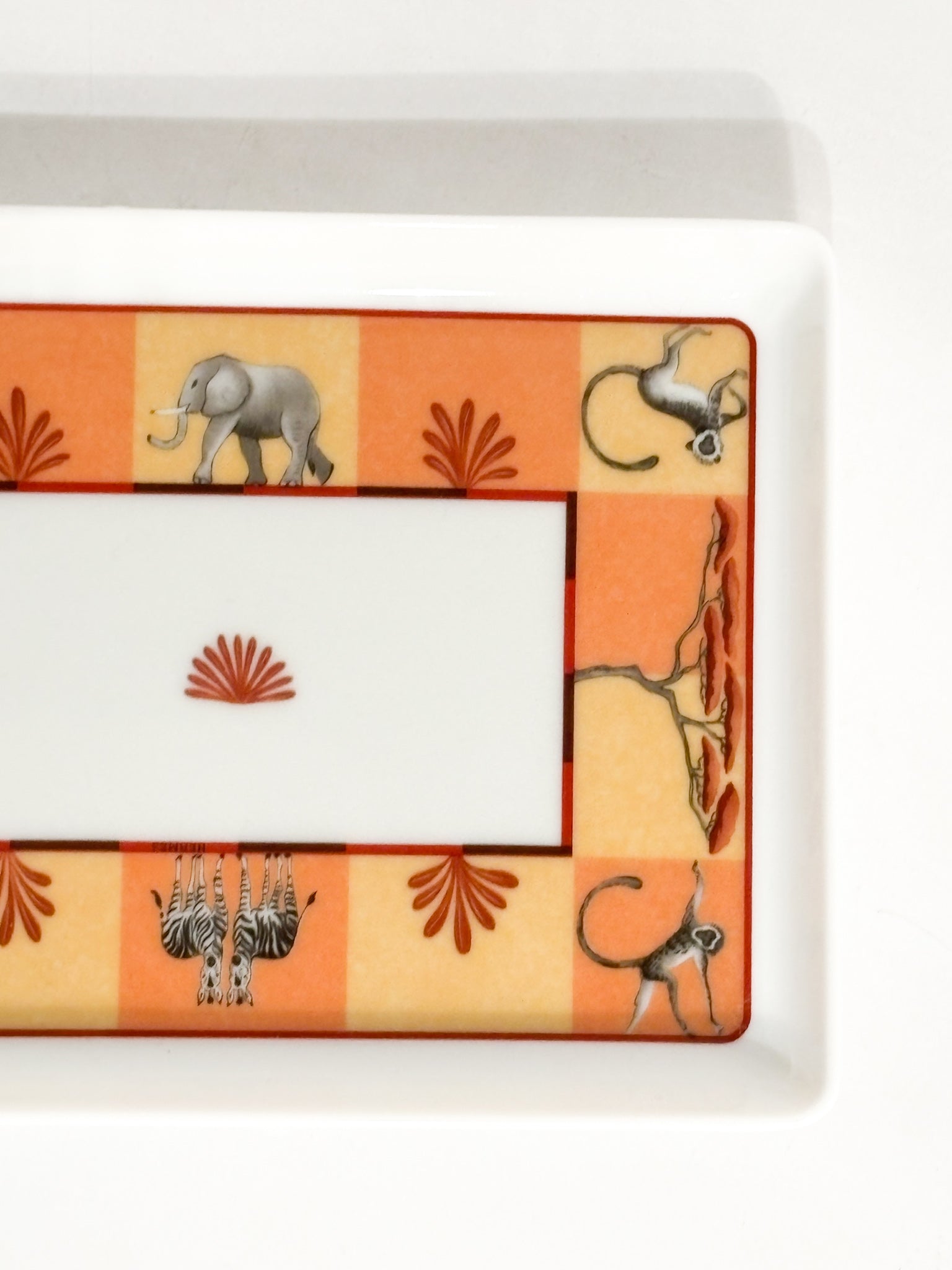 Piatto Collezione 'Africa' di Hermès con Motivo Safari Arancione Anni 90