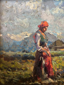 Dipinto Olio su Tela di Paesaggio Rurale di Contardo Barbieri Anni 40