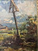 Dipinto Olio su Tela di Paesaggio Rurale di Contardo Barbieri Anni 40