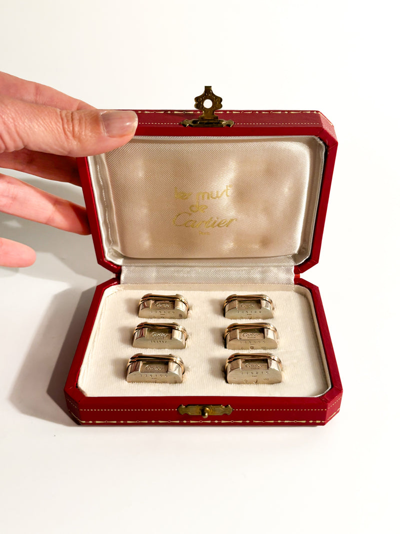 Set da 6 Segnaposto Trinity "Le Must de Cartier" in Argento 925 Anni 80