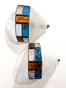 Pair of Poliarte Longobard Wall Lights in Hammered Glass and Wrought Iron from the 1970s