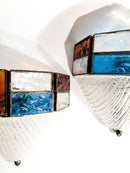 Pair of Poliarte Longobard Wall Lights in Hammered Glass and Wrought Iron from the 1970s