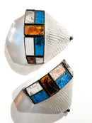 Pair of Poliarte Longobard Wall Lights in Hammered Glass and Wrought Iron from the 1970s