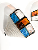 Pair of Poliarte Longobard Wall Lights in Hammered Glass and Wrought Iron from the 1970s