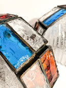 Pair of Poliarte Longobard Wall Lights in Hammered Glass and Wrought Iron from the 1970s