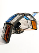 Pair of Poliarte Longobard Wall Lights in Hammered Glass and Wrought Iron from the 1970s