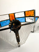 Pair of Poliarte Longobard Wall Lights in Hammered Glass and Wrought Iron from the 1970s