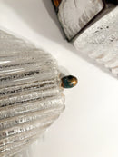 Pair of Poliarte Longobard Wall Lights in Hammered Glass and Wrought Iron from the 1970s