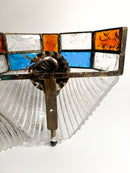 Pair of Poliarte Longobard Wall Lights in Hammered Glass and Wrought Iron from the 1970s