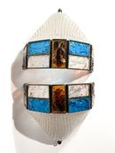 Pair of Poliarte Longobard Wall Lights in Hammered Glass and Wrought Iron from the 1970s