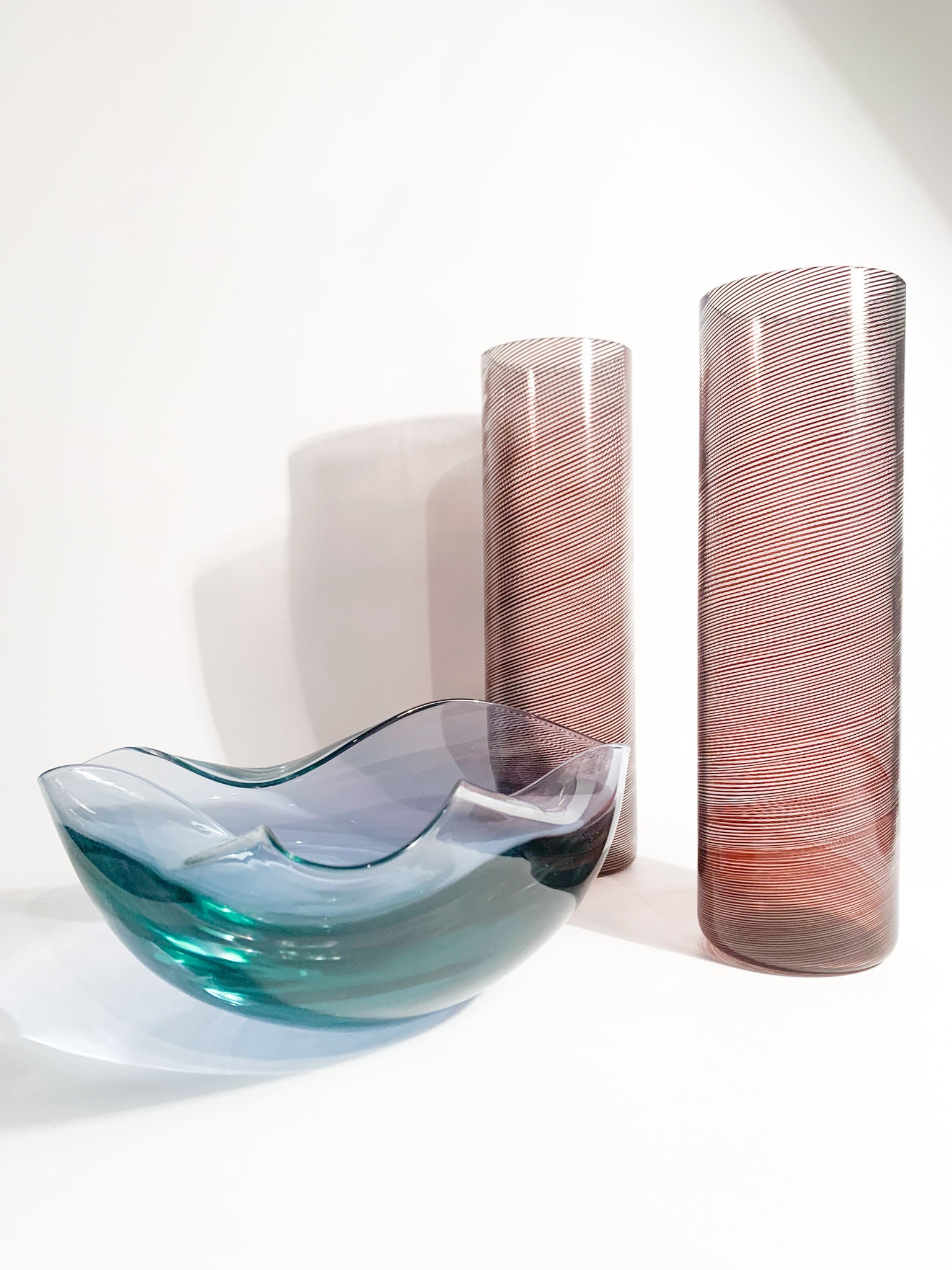 Pair of Filigree Murano Glass Vases by Tapio Wirkkala for Venini, 1970s
