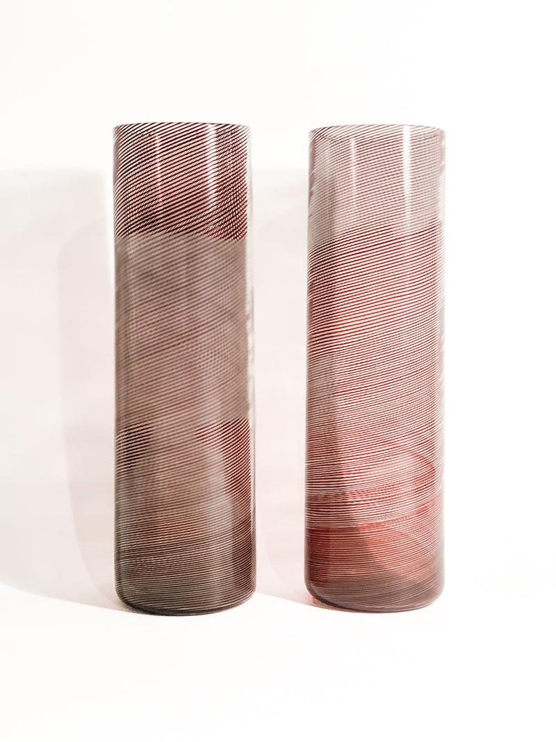 Pair of Filigree Murano Glass Vases by Tapio Wirkkala for Venini, 1970s