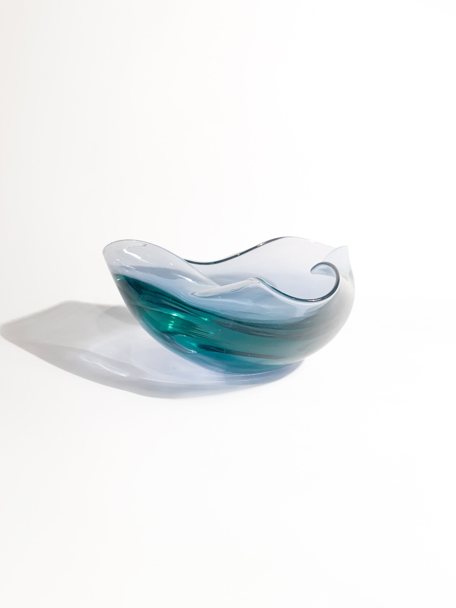 Hand-blown Blue Murano Glass Ashtray from the 1970s