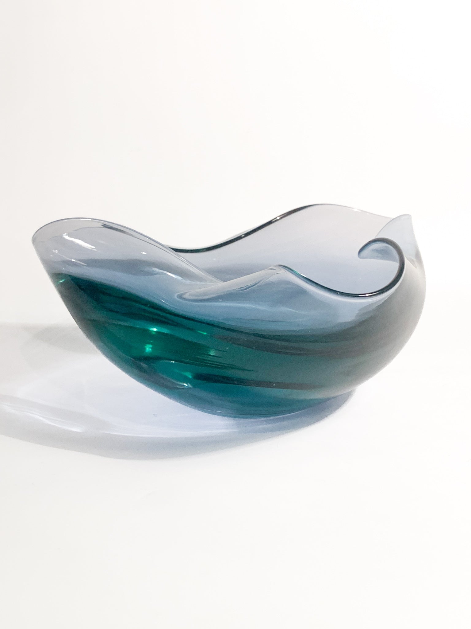Hand-blown Blue Murano Glass Ashtray from the 1970s
