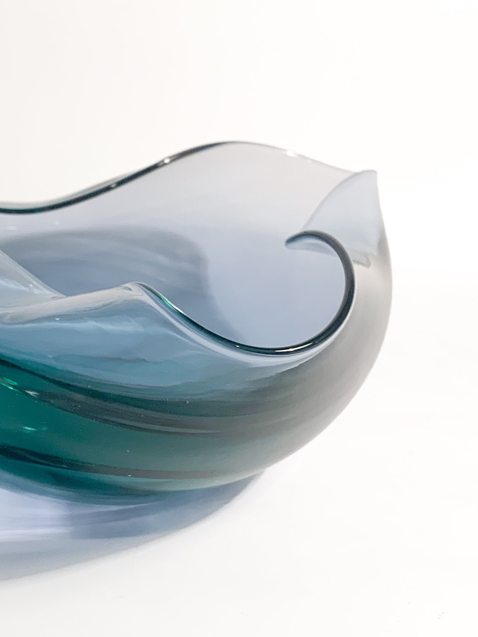 Hand-blown Blue Murano Glass Ashtray from the 1970s