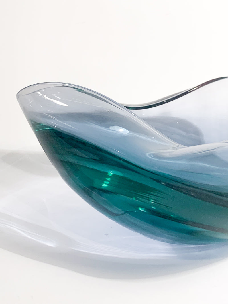 Hand-blown Blue Murano Glass Ashtray from the 1970s