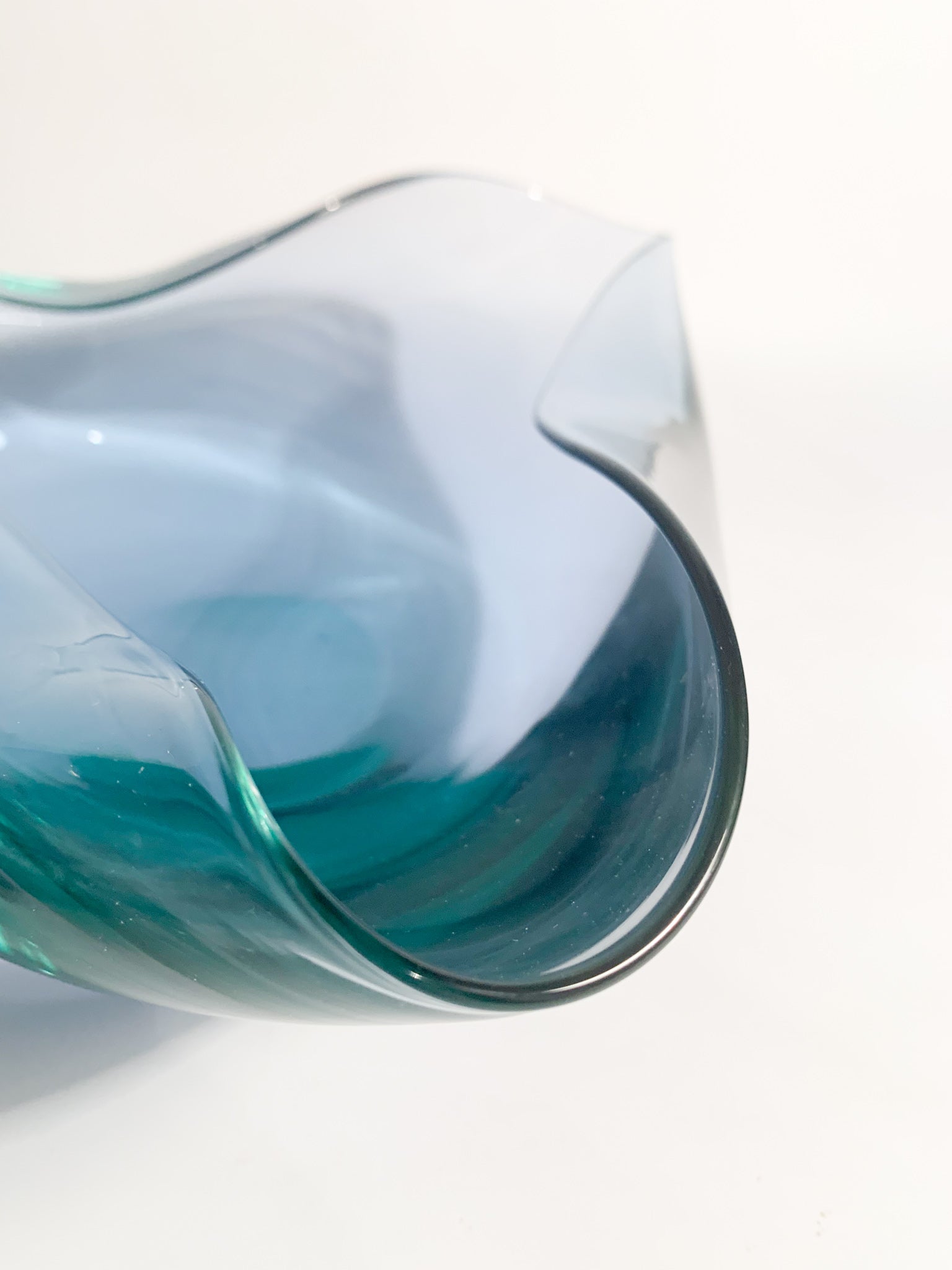 Hand-blown Blue Murano Glass Ashtray from the 1970s