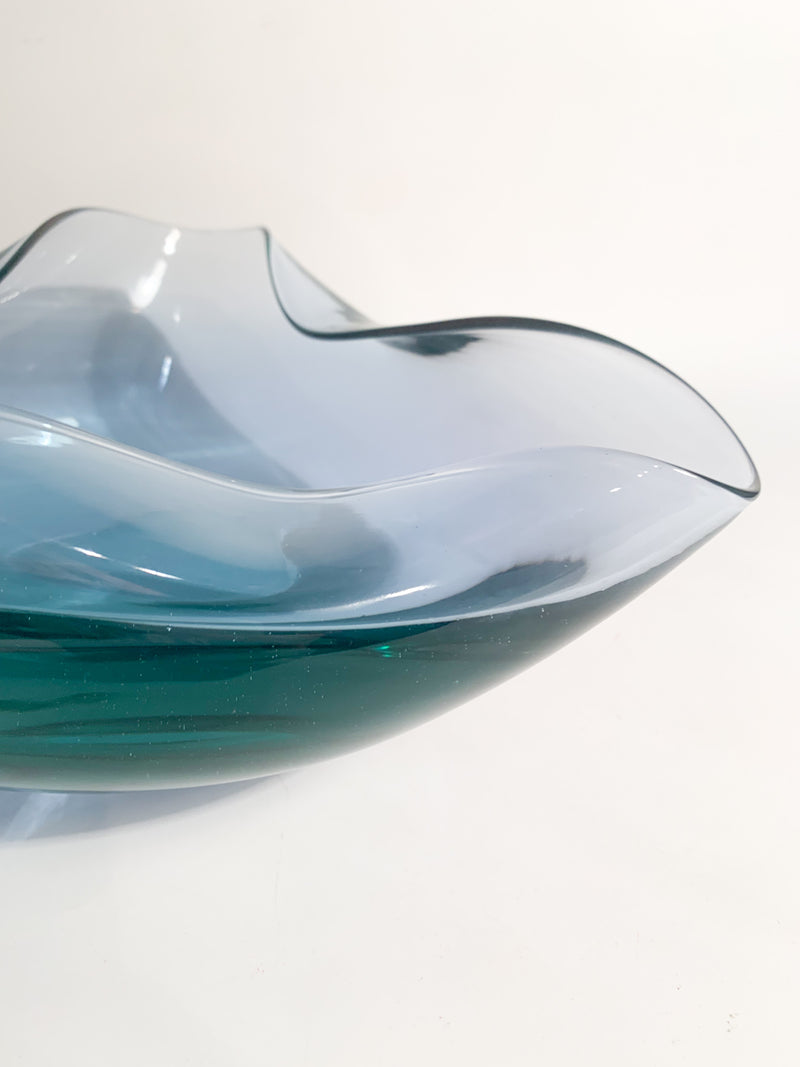 Hand-blown Blue Murano Glass Ashtray from the 1970s