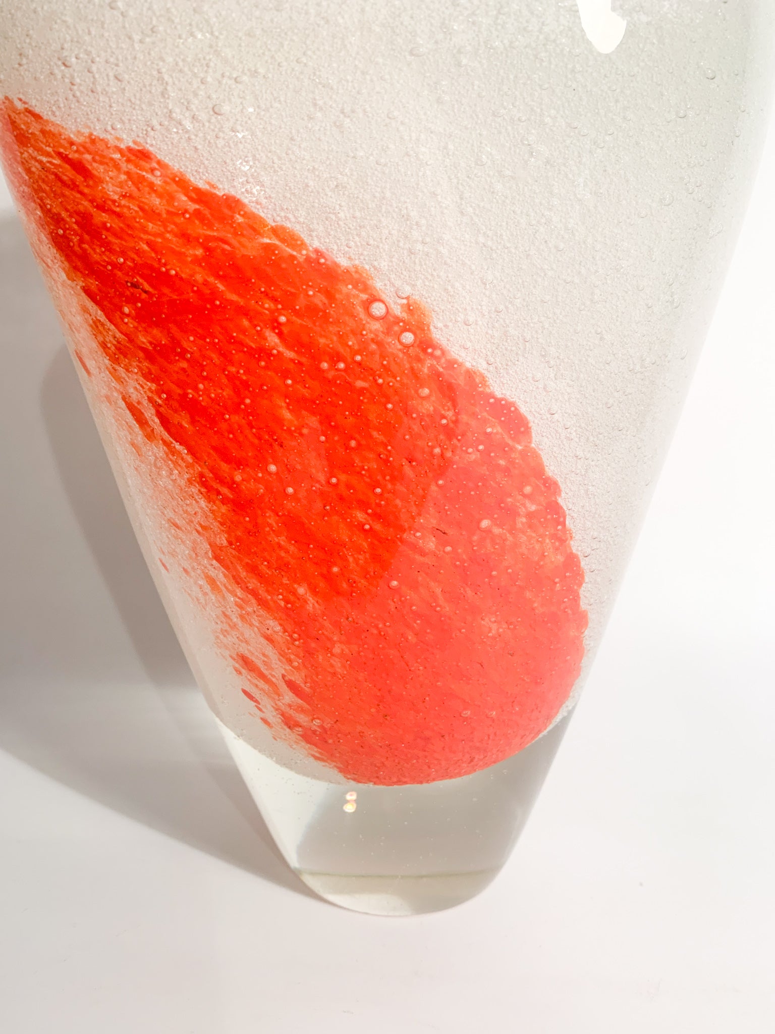 Sommerso White and Orange Murano Glass Vase from the 1980s