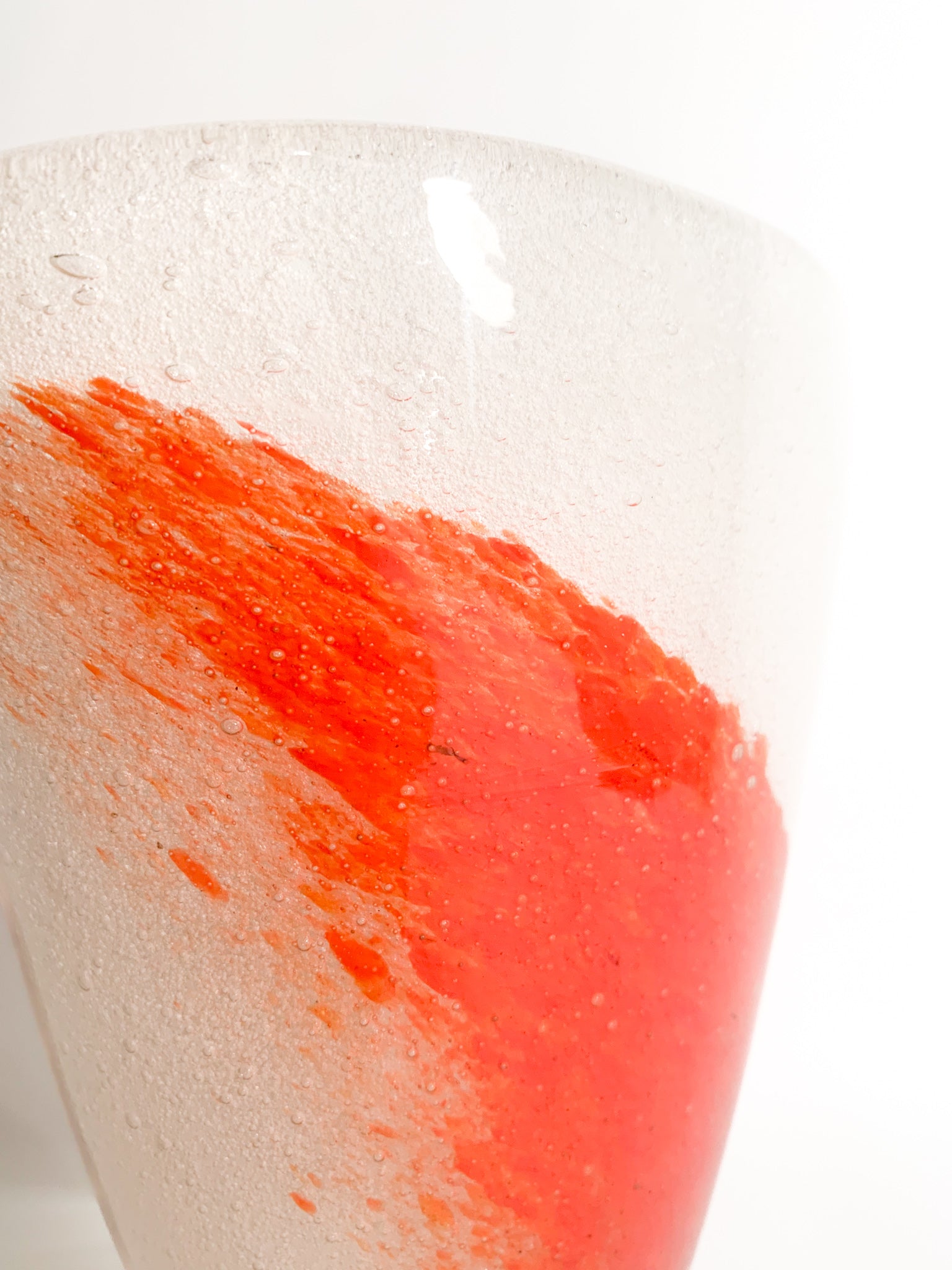 Sommerso White and Orange Murano Glass Vase from the 1980s