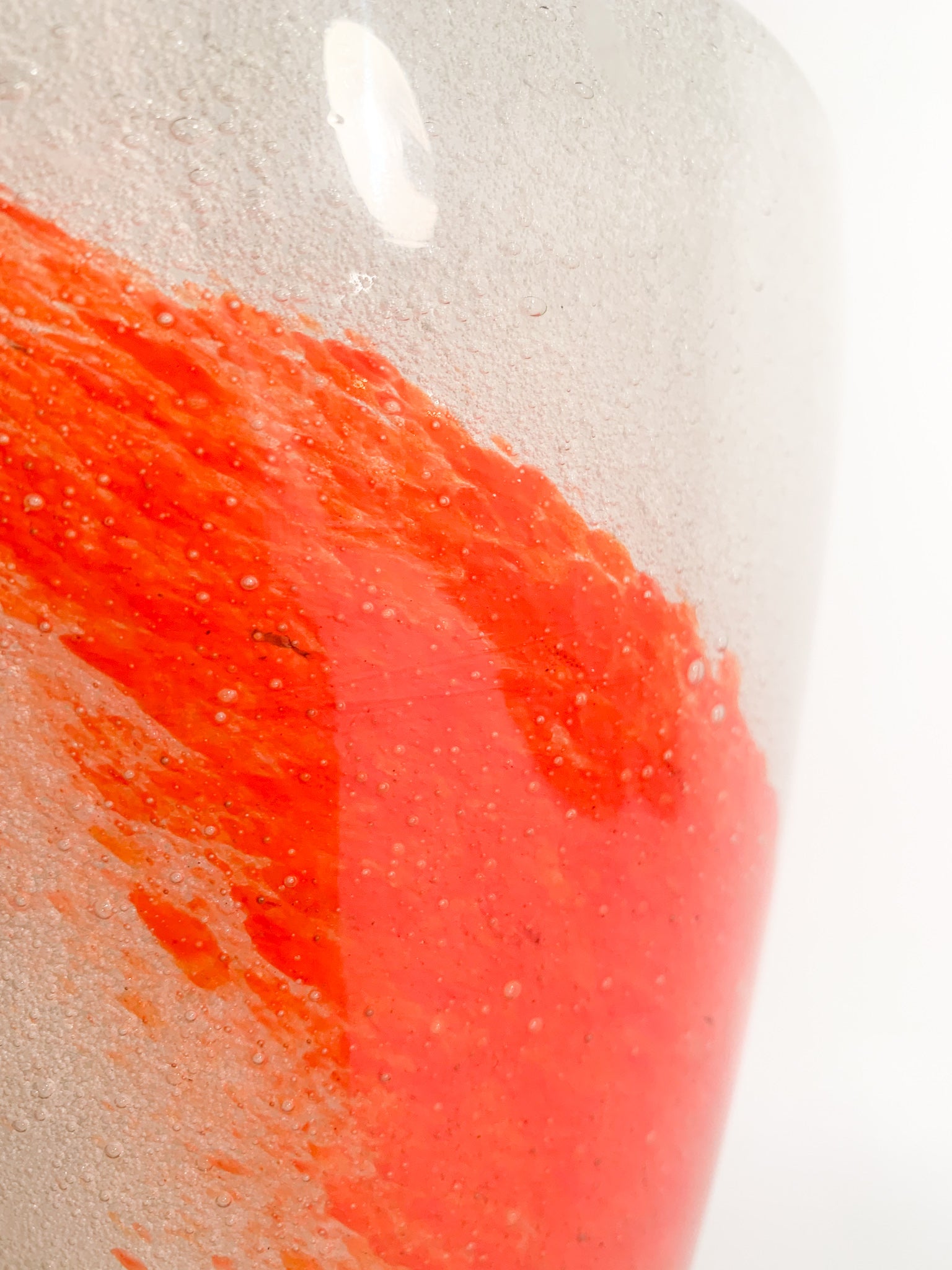 Sommerso White and Orange Murano Glass Vase from the 1980s