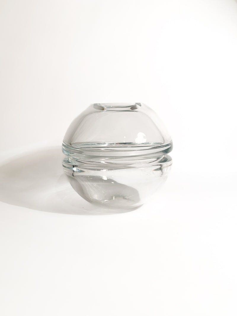 Transparent Swedish Glass Vase with a Spherical Shape from the 1980s
