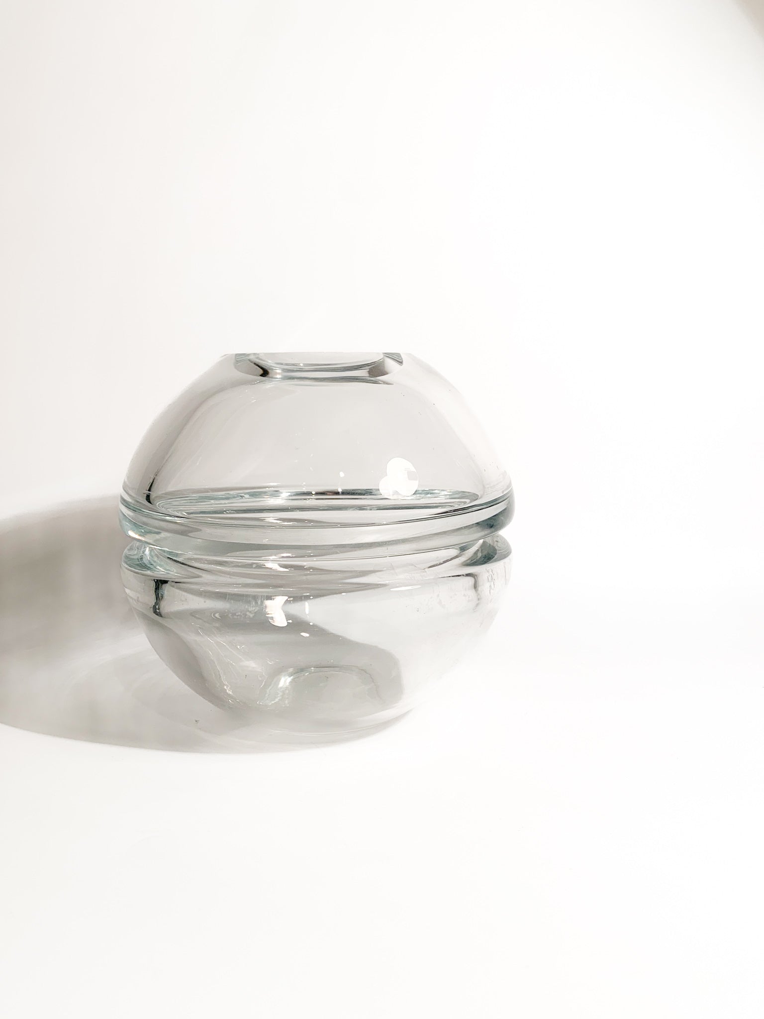 Transparent Swedish Glass Vase with a Spherical Shape from the 1980s