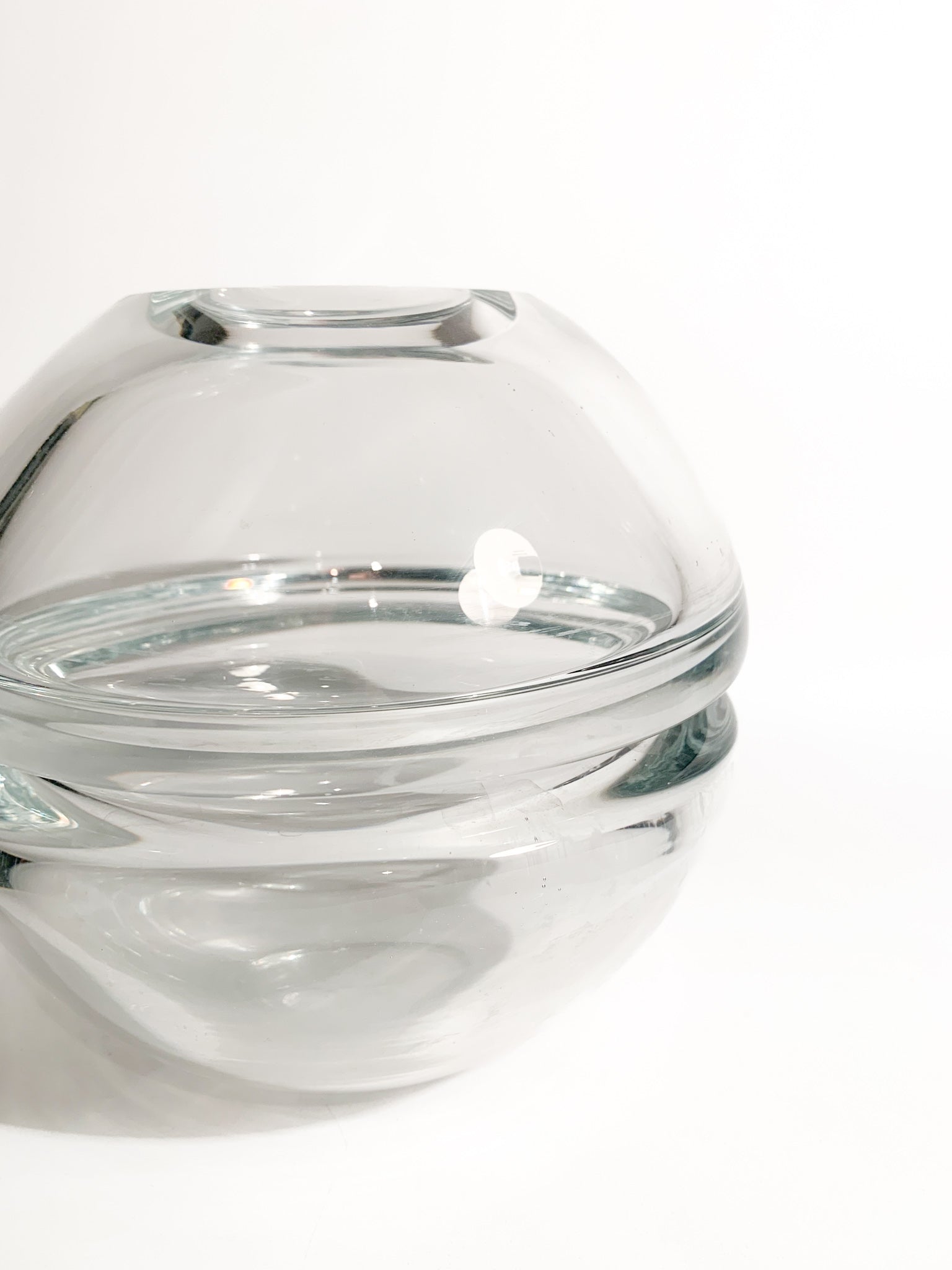 Transparent Swedish Glass Vase with a Spherical Shape from the 1980s