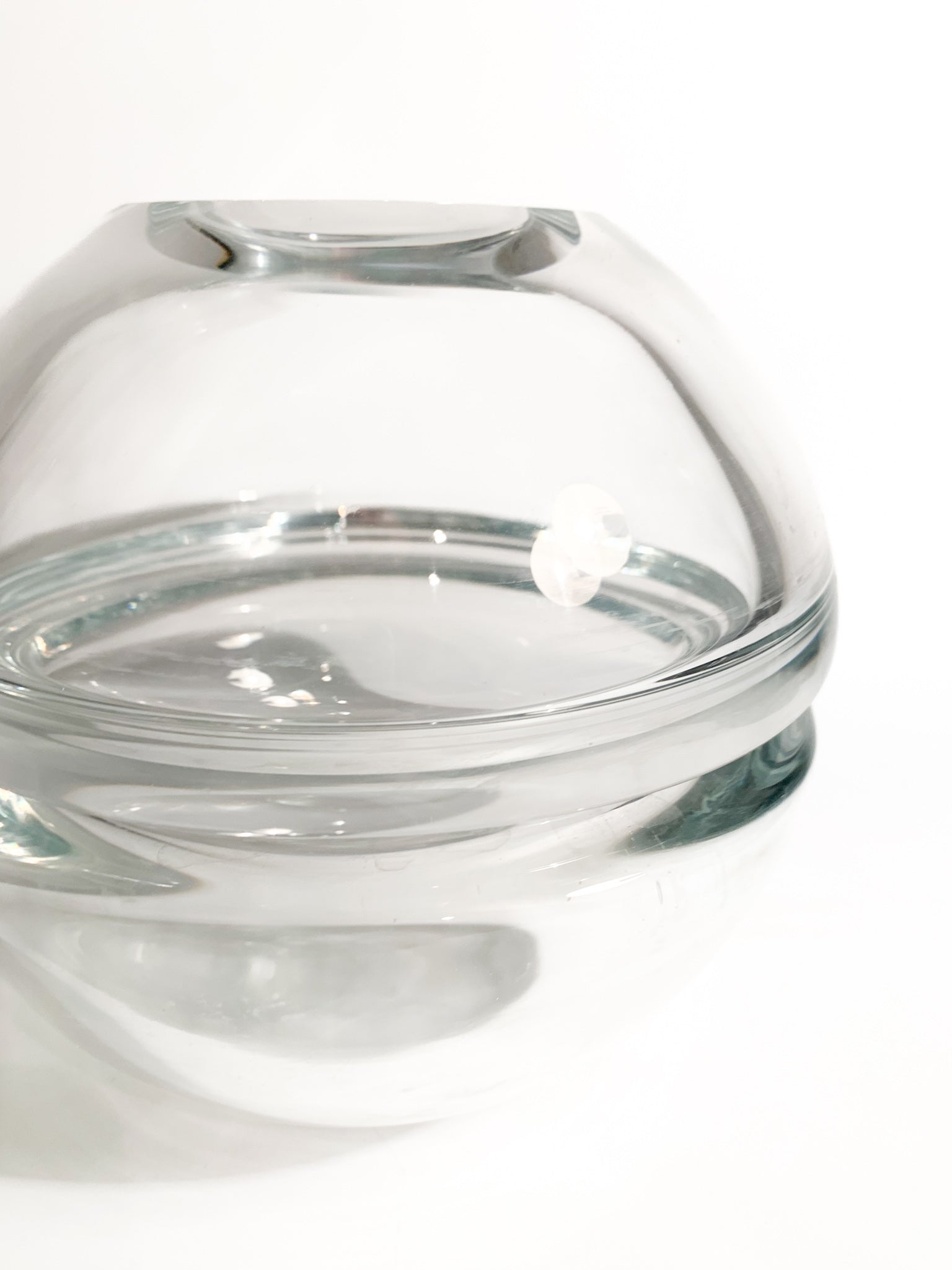 Transparent Swedish Glass Vase with a Spherical Shape from the 1980s