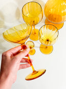 Set da Sei Bicchieri da Champagne Vino Acqua Rosolio e Bottiglia in Vetro di Murano Anni 40