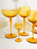 Set da Sei Bicchieri da Champagne Vino Acqua Rosolio e Bottiglia in Vetro di Murano Anni 40