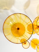 Set da Sei Bicchieri da Champagne Vino Acqua Rosolio e Bottiglia in Vetro di Murano Anni 40