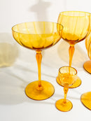 Set da Sei Bicchieri da Champagne Vino Acqua Rosolio e Bottiglia in Vetro di Murano Anni 40