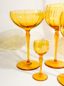 Set da Sei Bicchieri da Champagne Vino Acqua Rosolio e Bottiglia in Vetro di Murano Anni 40
