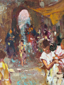 Dipinto Olio su Tavola di Paesaggio Urbano di Attilio Achille Bozzato Anni 20